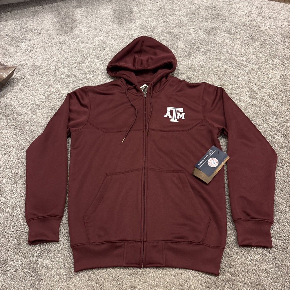 NEW Texas A&M Aggies Maroon Full Zip Up Sweatshirt Hoodie Size Medium GIII NWT